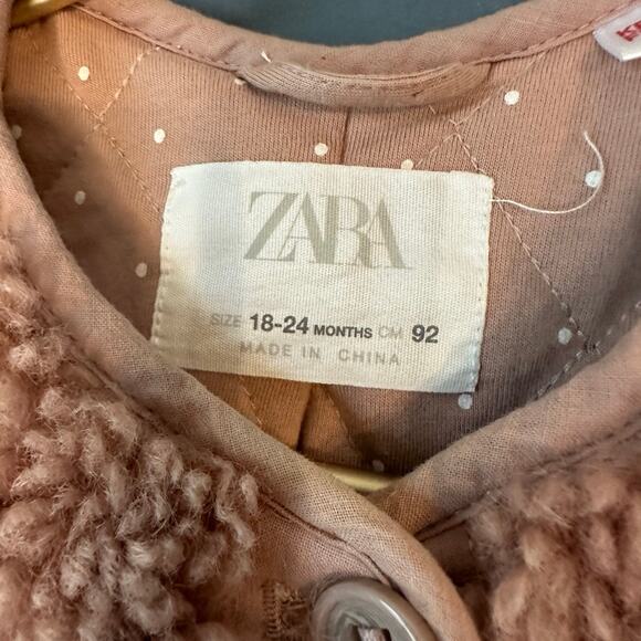 Zara pink fluffy fleece jacket - Picture 3 of 3